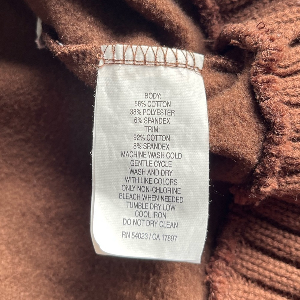 Old Navy SoSoft Brown Ribbed Cowl Neck Sweater Elbow Patchwork Chunky Preppy Y2K - Picture 15 of 16